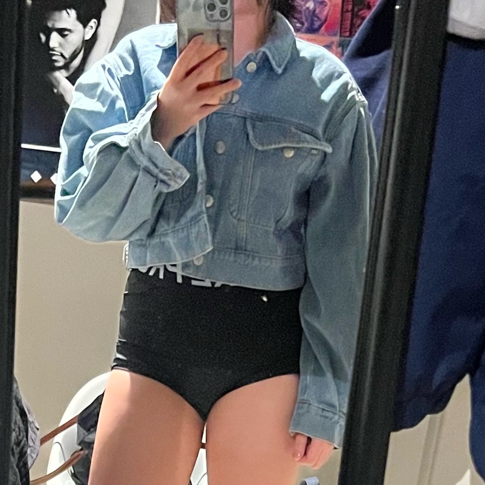 NA-KD Blue Cropped Jean Jacket